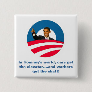 Badge Carré 5 Cm Travailleurs d'axes d'Obama - de Romney