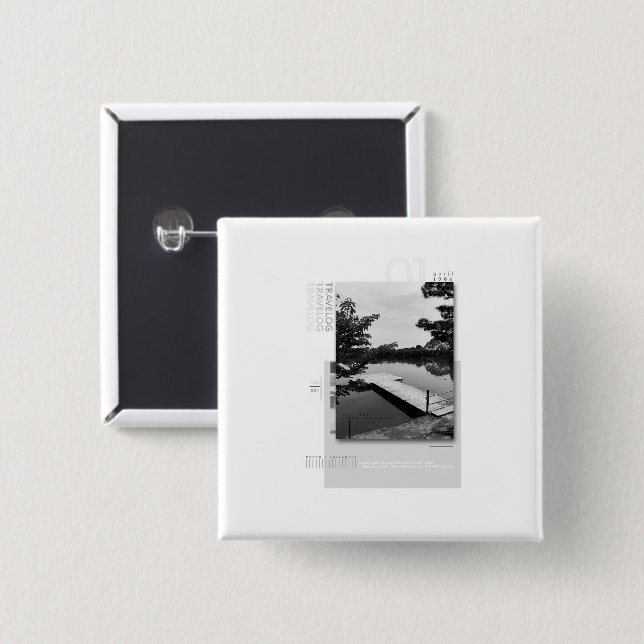 Badge Carré 5 Cm travelog_1 (Devant & derrière)