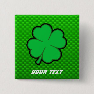 Badge Carré 5 Cm Trèfle de feuille du vert quatre