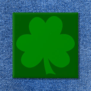 Badge Carré 5 Cm Trèfle vert