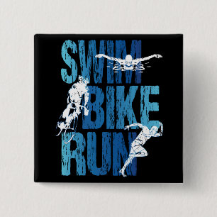 Badge Carré 5 Cm Triathlon - Course à vélo de natation