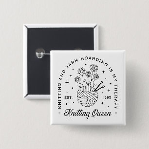 Badge Carré 5 Cm Tricot queen drôle fil hoarder