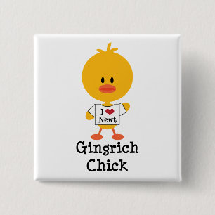 Badge Carré 5 Cm Triton de coeur du bouton I de poussin de Gingrich