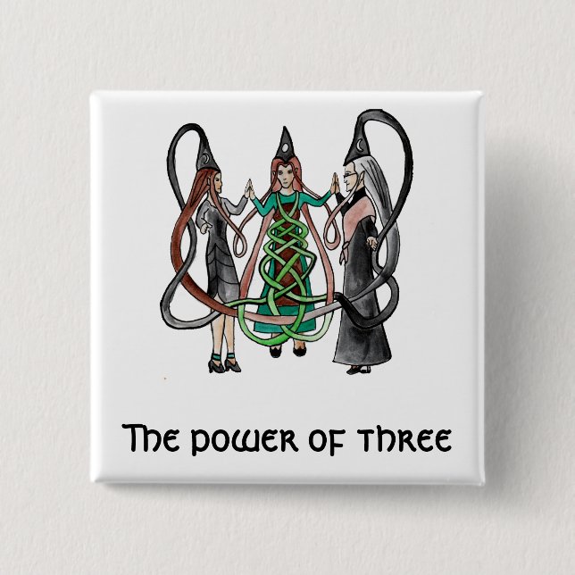 Badge Carré 5 Cm Trois soeurs - sorcières celtiques (Devant)
