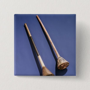 Badge Carré 5 Cm Trompette et bouchon en bois