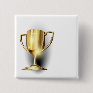 Badge Carré 5 Cm Trophée d'or