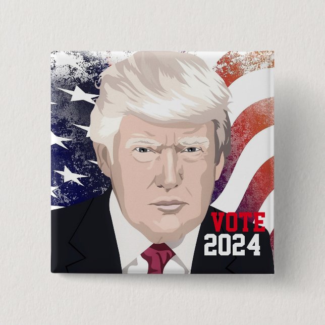 Badge Carré 5 Cm Trump 2024 (Devant)