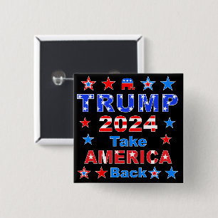 Badge Carré 5 Cm TRUMP 2024 Reprendre L'AMÉRIQUE