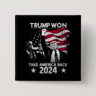 Badge Carré 5 Cm Trump a encore gagné, reprenons l'Amérique 2024