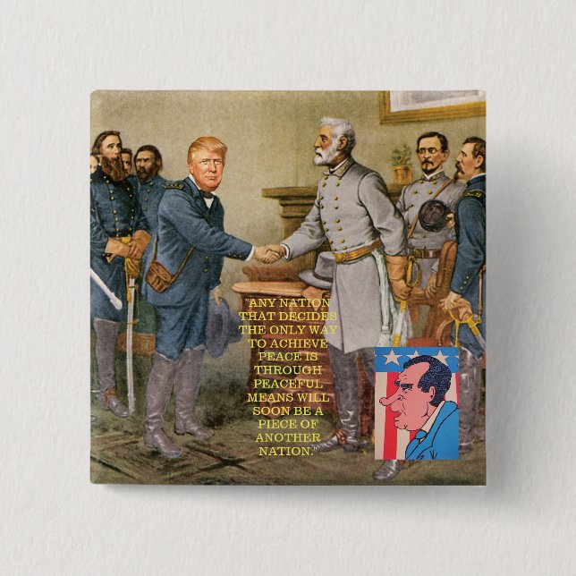 Badge Carré 5 Cm Trump au tribunal (Devant)