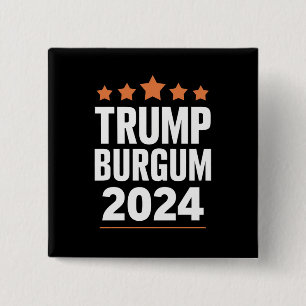 Badge Carré 5 Cm Trump Burgum pour Président 2024 Élection USA