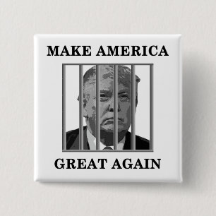 Badge Carré 5 Cm Trump derrière les barreaux