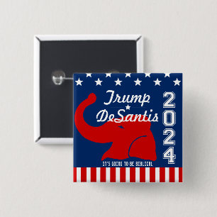BADGE CARRÉ 5 CM TRUMP DESANTIS 2024 BIBLICAL