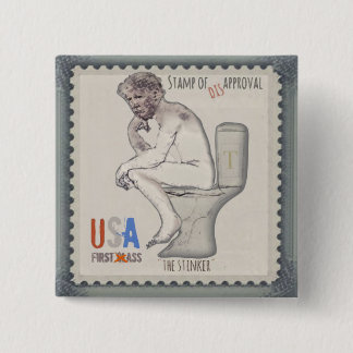 Badge Carré 5 Cm Trump et le bouton "Stinker"