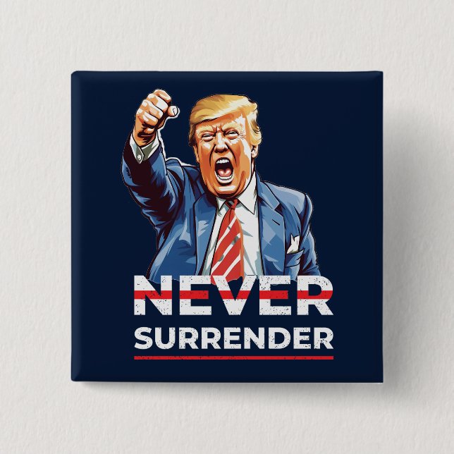 Badge Carré 5 Cm Trump ne cédera jamais (Devant)
