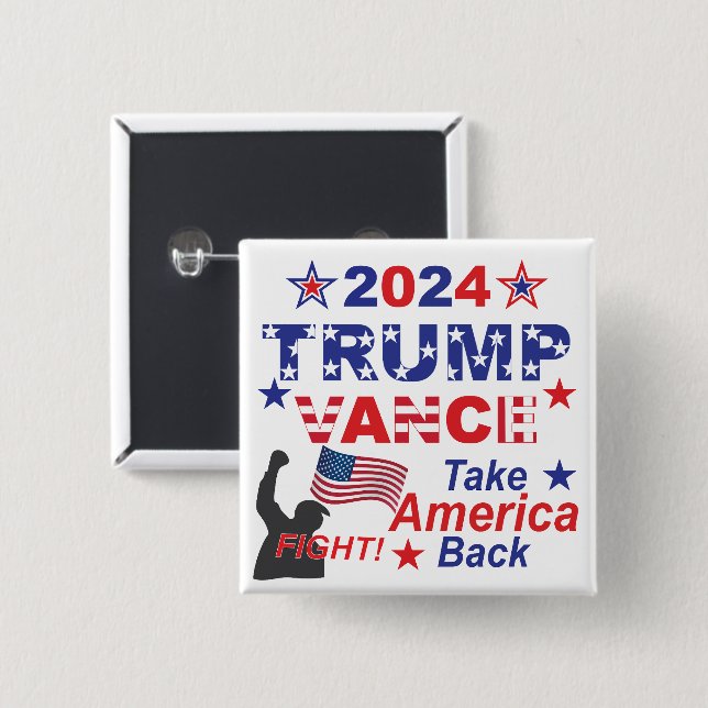 BADGE CARRÉ 5 CM TRUMP VANCE 2024 (Devant & derrière)