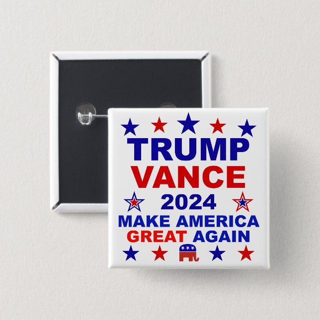 Badge Carré 5 Cm Trump Vance 2024 (Devant & derrière)