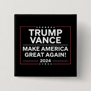 Badge Carré 5 Cm Trump Vance 2024 Président JD Vance Vice MAGA