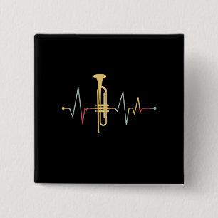 Badge Carré 5 Cm Trumpet Hearbeat