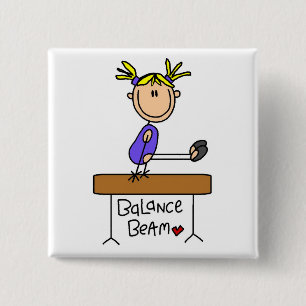 Badge Carré 5 Cm Tshirts et Cadeaux Fille Blonde Gymnaste sur Poutr