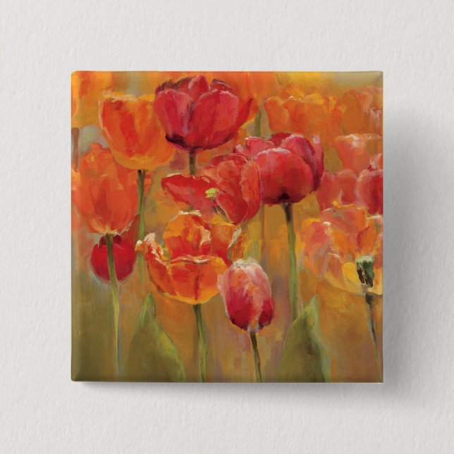 Badge Carré 5 Cm Tulipes au milieu (Devant)