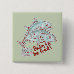 Badge Carré 5 Cm Tuner étain de poisson drôle évasion