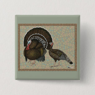 Badge Carré 5 Cm Turkeys Standard Bronze Portrait