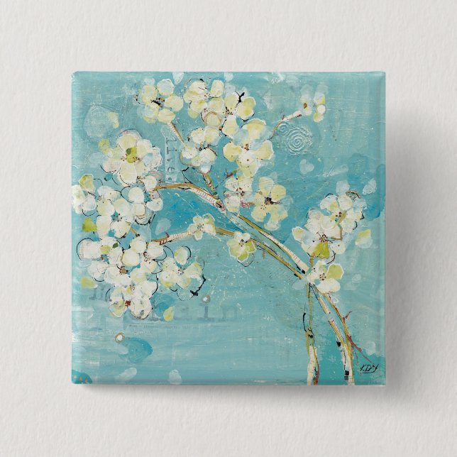 Badge Carré 5 Cm Turquoise vivante (Devant)