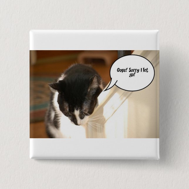 Badge Carré 5 Cm tuxedo noir et blanc Chat (Devant)