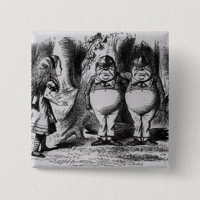 Badge Carré 5 Cm Tweedledum et Tweedledee (Devant)