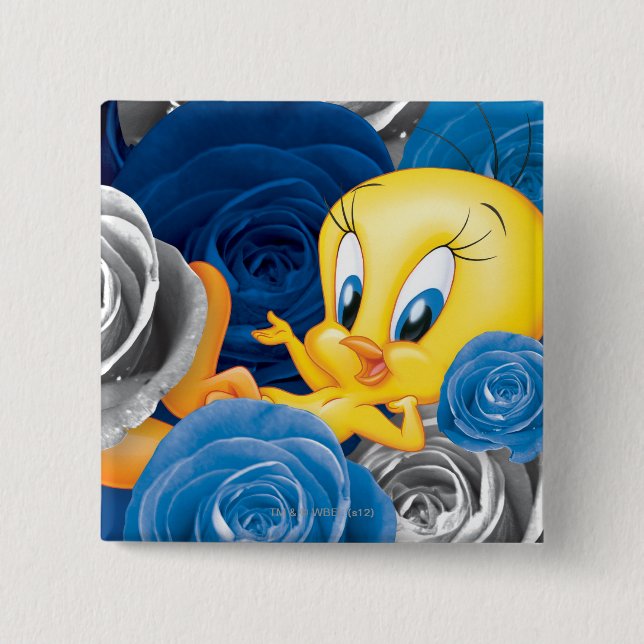 Badge Carré 5 Cm Tweety With Roses (Devant)