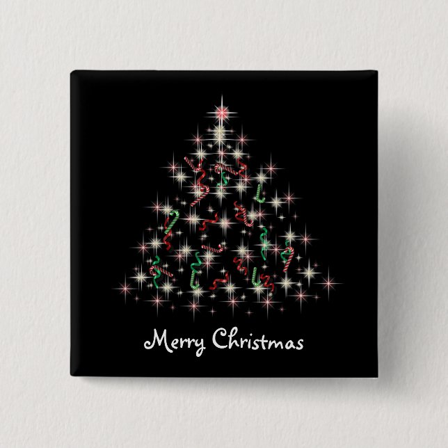 Badge Carré 5 Cm TwinkleTree Candycane et ruban (Devant)