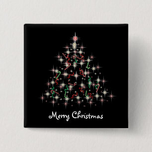 Badge Carré 5 Cm TwinkleTree Candycane et ruban