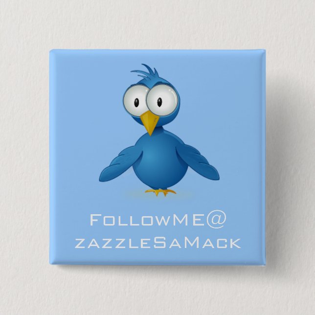 Badge Carré 5 Cm Twitter Suivez-moi @ Votre Nom D'Utilisateur (Devant)