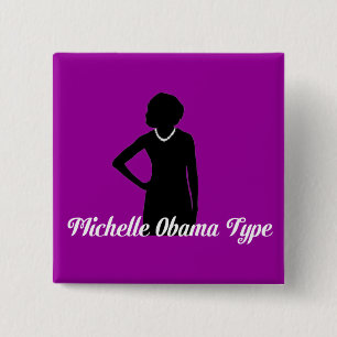 Badge Carré 5 Cm Type bouton, pourpre de Michelle Obama d'améthyst