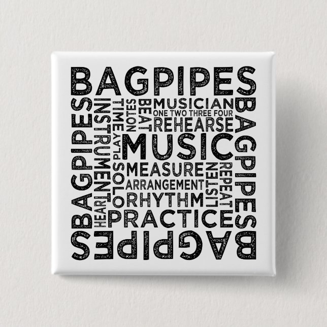 Badge Carré 5 Cm Typographie des tuyaux (Devant)