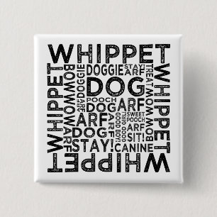 Badge Carré 5 Cm Typographie Whippet