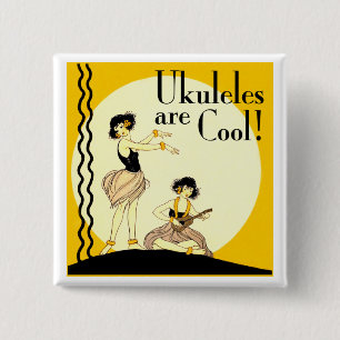 Badge Carré 5 Cm Ukes sont frais ! Bouton