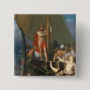 Badge Carré 5 Cm Ulysse et les sirènes