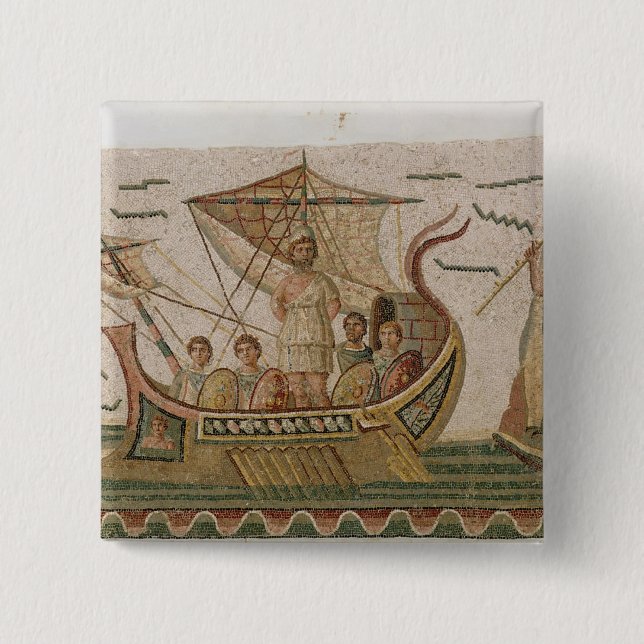 Badge Carré 5 Cm Ulysse et les sirènes (Devant)