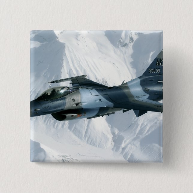 Badge Carré 5 Cm Un agresseur F-16 (Devant)