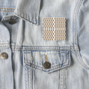 Badge Carré 5 Cm un arrière - plan blanc avec des fleurs marron
