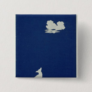 Badge Carré 5 Cm Un chien hurlant à la lune