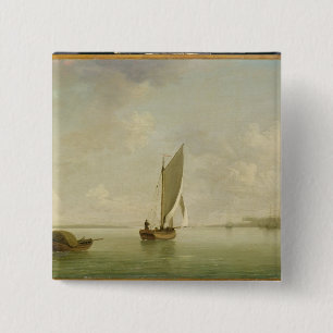 Badge Carré 5 Cm Un claquer sous la voile dans une brise légère en