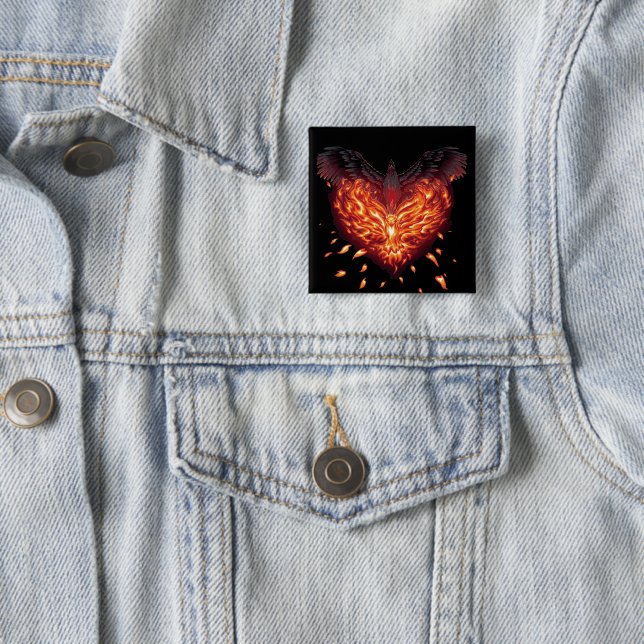 Badge Carré 5 Cm Un coeur renaît (En situation)
