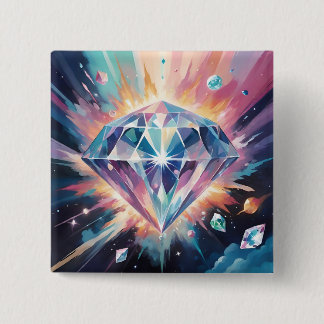 Badge Carré 5 Cm Un diamant dans l'espace