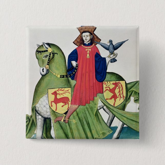 Badge Carré 5 Cm Un fauconnier, de Codex de Capodilista (Devant)