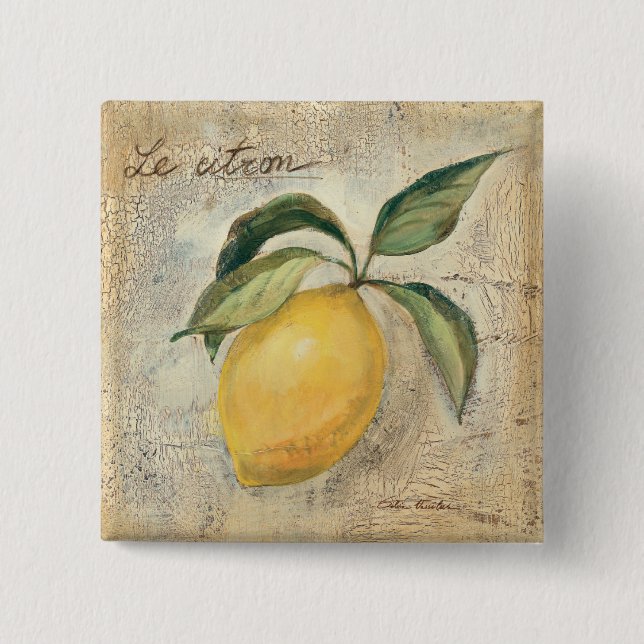 Badge Carré 5 Cm Un fruit jaune de citron (Devant)