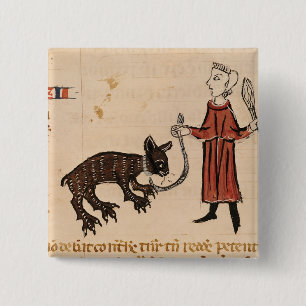Badge Carré 5 Cm Un gardien d'ours, de 'Decrets de Gratien'
