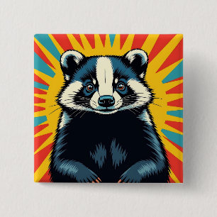 Badge Carré 5 Cm Un joli Badger Pop Art